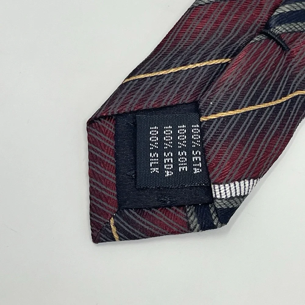 Croft Barrow 100% Silk Red Blue Black Vintage Stripes Geometric Classic Lot of 2